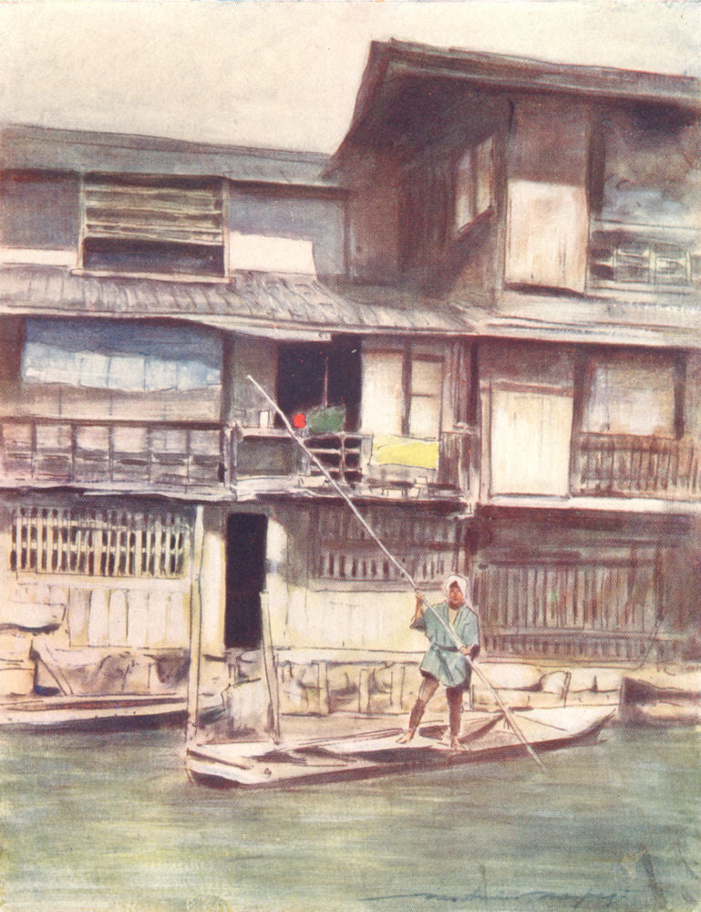 JAPAN. Workers. A, Canal 1904 old antique vintage print picture